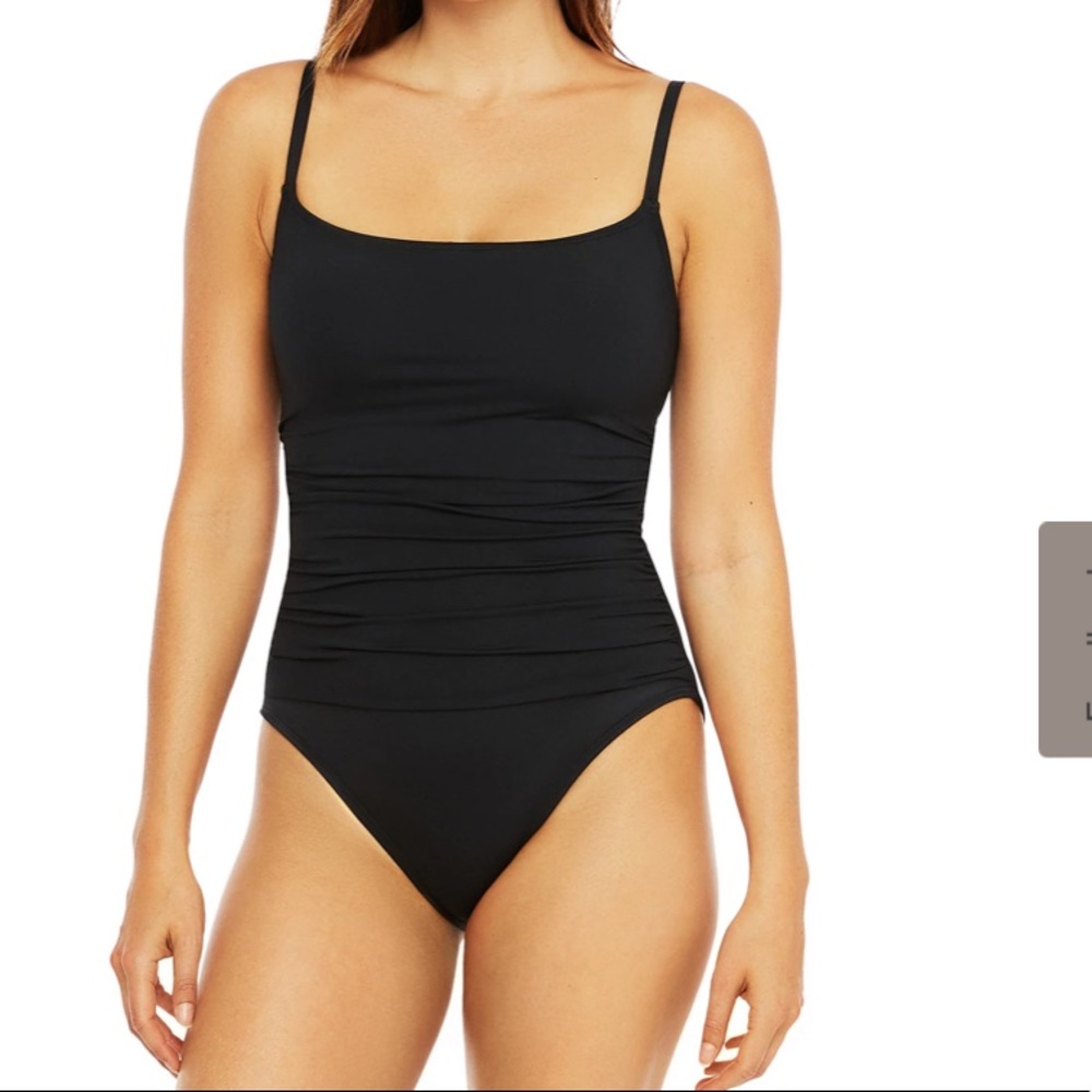La Blanca Island Goddess one piece Swimsuit Black 8 Ruched basic